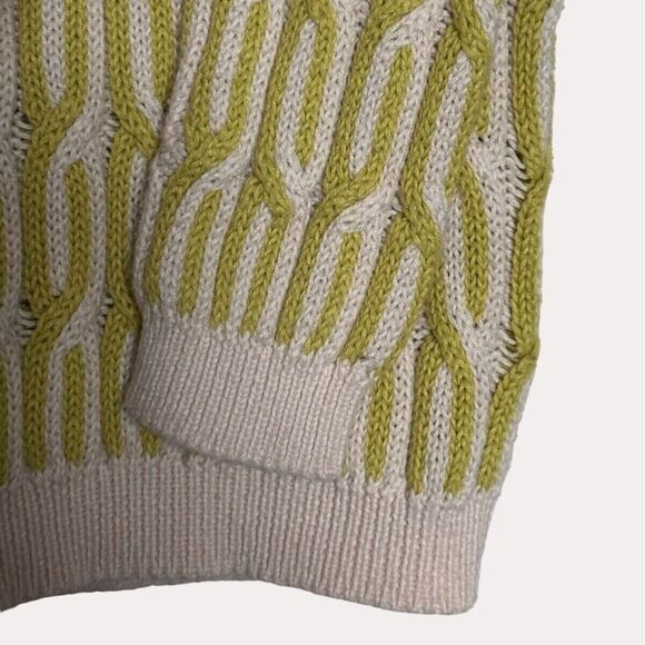 Willow & Clay Geometric Pattern Knit Sweater Crewneck Green XS - Picture 3 of 5